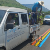 Stripe Rainbow Road Marking Lines by W-CPD Cold Paint Linelazer-Rays Traffic